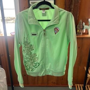 Mint Green Embroidered Bomber Jacket